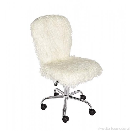 Linon 558255CHRM01 Cora Faux Flokati Armless Office Chair White