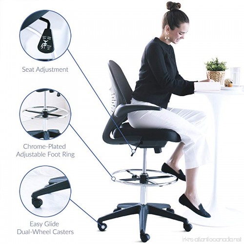 Modway Stealth Drafting Chair In Black Reception Desk Chair Tall Office Chair For Adjustable Standing Desks