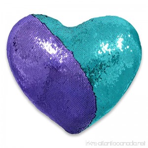 QQB Mermaid pillow Reversible Sequin color Heart shaped decorative throw pillow with pillow insert 13''×15''(sky blue and purple) - B0784MYZCH