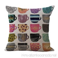ChezMax Color Coffee Cup Pattern Cushion Cover Cotton Linen Pillowslip Square Decorative Throw Pillow Case 18 X 18'' - B01H4OBLPC