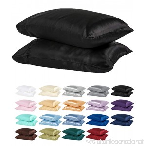 DreamHome Satin Standard Pillowcase Black Pair - B009B15SN8