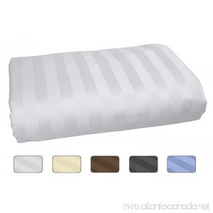 American Pillowcase 100% Long Staple Cotton Luxury Striped 540 Thread Count Flat Sheet - King/California King White - B06XSKRN4R