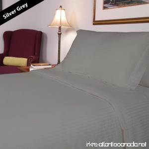 ONE 1 PCs Flat Sheet Twin XXL Size with New Silver Grey Color 100% Pima Cotton  650 Thread Count / Stripe Pattern  - B075ZVF4RD