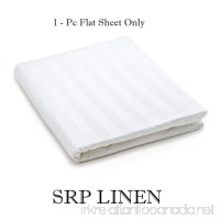 Sale 1000 Thread Count 1-Piece Flat Sheet/ Top Sheet California King Size White Striped Egyptian Cotton  Made by SRP LINEN - B00Y6TIZEE