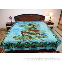 Sarjana Handicrafts King Size Cotton Flat Bed Sheet Dragon Bedspread Bedding (Sky Blue) - B0723F8R2K