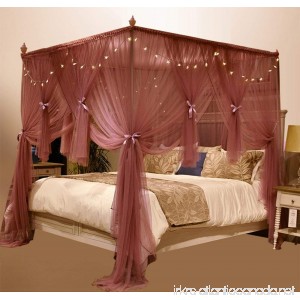 4 Corner Post Bed Canopy Mosquito Netting With Led Light (California King(1 x Bed Canopy) Coral) - B07C7SW6C9