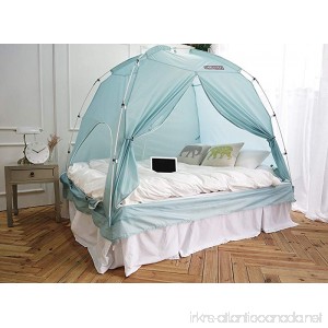 BESTEN Floorless Indoor Privacy Tent on Bed for Warm and Cozy Sleep inside Drafy Room (FULL/QUEEN Blue Mint) - B075K5G239