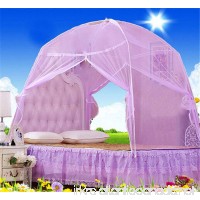 CdyBox Foldable Baby Adult Double Zipper Door Sleeping Yurt Mosquito Net Bed Canopy with Stand (L  Purple) - B011ECTMLU