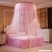 Graceful Round Mosquito Net Honeycomb Type Encryption Mesh Keeps Away Mosquitoes and Insects Bed Net Including Hanging Parts and 2 Luminous Butterflies Decoration Fits Most Size Beds (Pink) - B0721PDXMP