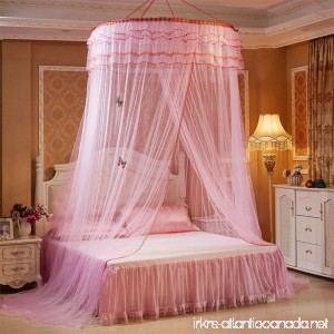 Graceful Round Mosquito Net Honeycomb Type Encryption Mesh Keeps Away Mosquitoes and Insects Bed Net Including Hanging Parts and 2 Luminous Butterflies Decoration Fits Most Size Beds (Pink) - B0721PDXMP