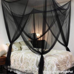 Lighting-Time 4 Corners Post Bed Canopy Twin Full Queen King Mosquito Net for Full Queen King Bedding(Black) - B0719S3ZYV