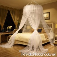 Mengersi Mosquito Netting Canopy Star Led Lights Twin Full Queen/King Size Bed. Princess Girl Boy Bed (Round Canopy + Led Lights  White) - B07C1KW4MH