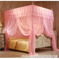 Nattey Flowers 4 Corner Post Bedding Canopy Mosquito Netting With Bed Frame (Pink  Queen) - B078T3712W