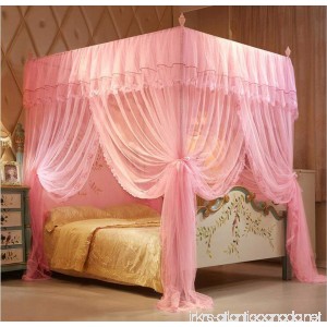 Nattey Flowers 4 Corner Post Bedding Canopy Mosquito Netting With Bed Frame (Pink Queen) - B078T3712W