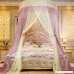 Princess Bed Canopy Mosquito Net Colorblocking Round Dome Queen Bed Hanging Tent - Red Yellow - B07C1Y354X