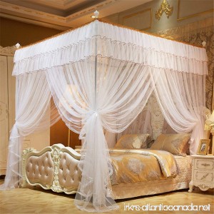 Pueri 4 Corners Bed Canopy Princess Queen Mosquito Net Netting Bedding for Queen Bed - B07C4Y1XVT