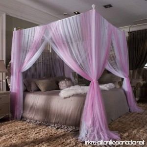Taiyucover Four Coners Bed Frame Mosquito Net;Priceness Bedroom Bedding Curtain;4 Corners Bed Nets Draperies (Pink Full) - B07DPSFRTC