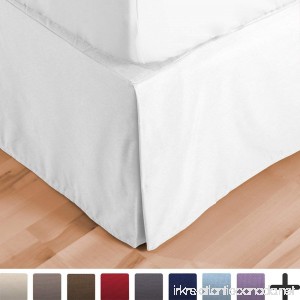 Bare Home Bed Skirt Double Brushed Premium Microfiber 15-Inch Tailored Drop Pleated Dust Ruffle 1800 Ultra-Soft Collection Shrink and Fade Resistant (Queen White) - B01N0NL4DX