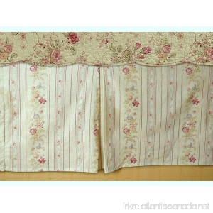 Cottage Romantic Tailored Bed Skirt 15 inches Drop Floral Roses Print Pattern Cream Yellow 100 Cotton Queen Size - B01MSWBD2Y