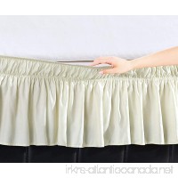 DE Moocci Luxury Wrap Around Style  Elastic Bed Wrap Ruffled Bed Skirt 16inch Drop  Platform Free  2 sizes  100% Polyester (Cream Queen/King) - B01NGTR8MF