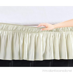 DE Moocci Luxury Wrap Around Style Elastic Bed Wrap Ruffled Bed Skirt 16inch Drop Platform Free 2 sizes 100% Polyester (Cream Queen/King) - B01NGTR8MF