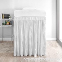 DormCo Crinkle Extended Bed Skirt Twin XL (3 Panel Set) - White - B07D94SGFN