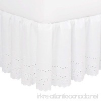 Elegant Eyelet Dust Ruffle - Eyelet Bed Skirt Full - White - B00TOS24FS