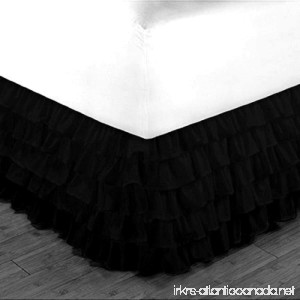 Elegant Home New 1 Piece Solid Plain Color Chiffon Bed Dressing Gypsy Mutli Layer Ruffle Bed Skirt 20 Drop 5 Layered in 4 Sizes and Assorted Colors (King Black) - B076G5XSMK