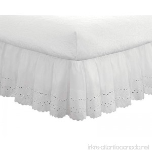 Fresh Ideas Eyelet Ruffled Bedskirt – Ruffled Bedding with Gathered Styling – 18” Drop Queen White - B002X79W4S