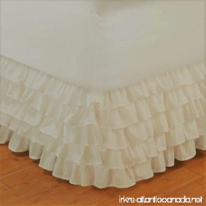 GorgeousHomeLinen (GYPSY) 1 Solid Skirt Elegant Wrap with Platform Mattress Bed Microfiber Dressing Multi Ruffle 20 Inch Drop (King Ivory Off White) - B06Y5SNNX2