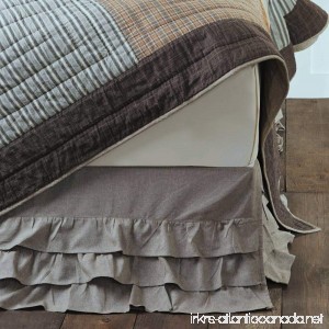 Piper Classics Ruffled Chambray Taupe-Grey Queen Bed Skirt Farmhouse Style 16 drop - B079MGM5MQ