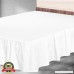 Rajlinen Ruffle/Gathering Bed Skirt with 18 Inch Drop Genuine Egyptian Cotton 600-Thread-Count Bed Wrap with Platform - Easy Fit Gathered Style 3 Sided Coverage (Queen White) - B06X6GTRF3