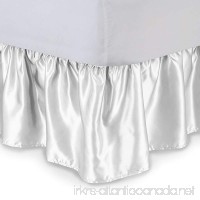 Satin Bedskirt (Full  White  18" Drop) 100% Polyester Satin Dust Ruffle with Platform - B0019CK2OC