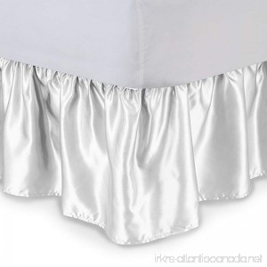 Satin Bedskirt (Full White 18 Drop) 100% Polyester Satin Dust Ruffle with Platform - B0019CK2OC