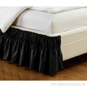 Wrap Around BLACK Ruffled Solid Bed Skirt Fits both QUEEN and KING size bedding soft 90 GSM microfiber fabric allows for Natural Draping 14 Fall - B01BMDQN1S