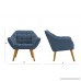 Accent Chair for Living Room Linen Arm Chair with Tufted Detailing and Natural Wooden Legs (Blue) - B079K5V9VJ