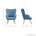 Accent Chair for Living Room Upholstered Linen Arm Chairs with Tufted Button Detailing and Natural Wooden Legs (Blue) - B079GG465K