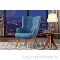 Accent Chair for Living Room  Upholstered Linen Arm Chairs with Tufted Button Detailing and Natural Wooden Legs (Blue) - B079GG465K