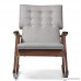 Baxton Studio Agatha Mid-Century Modern Fabric Upholstered Button-Tufted Rocking Chair Grey - B019516S0U