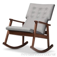 Baxton Studio Agatha Mid-Century Modern Fabric Upholstered Button-Tufted Rocking Chair  Grey - B019516S0U