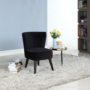 Divano Roma Furniture Classic and Traditional Living Room Velvet Fabric Accent Chair (Black) - B0725R75TY