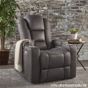 Everette Power Motion Recliner with USB Charging Port & Hidden Arm Storage Assisted Reclining Furniture for Elderly & Disabled – Durable Tufted Slate Microfiber Comfortable Easy to Clean - B075773LP3