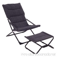 Giantex Folding Leisure Recliner Lounge Chaise Chair Indoor Outdoor Furniture w/Ottoman (Black) - B071ZMKK7Y