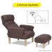 Giantex Lazy Sofa Chair with Footstool Living Room Armchair Adjustable Backrest Headrest Wood Legs Padded Seat - B07D7RG3C3