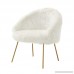 Inspired Home Ana White Fur Accent Chair - Metal Legs | Upholstered | Living Room Entryway Bedroom - B073HCRVZR