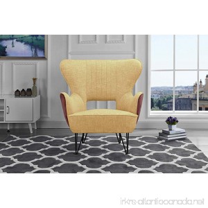 Mid-Century Modern Two-Tone Linen Fabric Accent Armchair with Shelter Style Living Room Chair (Yellow/Brown) - B076C4XHXS