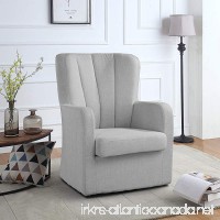 Modern Swivel Armchair  Rotating Accent Chair for Living Room with Pleated Back (Light Grey) - B079PP7GJX