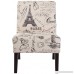 Roundhill Furniture Goodale Script Linen Print Fabric Armless Contemporary Oversize Accent Chair - B01GSPS494