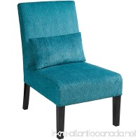 Roundhill Furniture Pisano Teal Blue Fabric Armless Contemporary Accent Chair with Kidney Pillow  Single - B017UM91PU