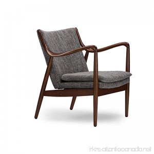 Wholesale Interiors Baxton Studio Shakespeare Mid-Century Modern Retro Fabric Upholstered Leisure Accent Chair in Walnut Wood Frame Large Grey - B010G2D6E8